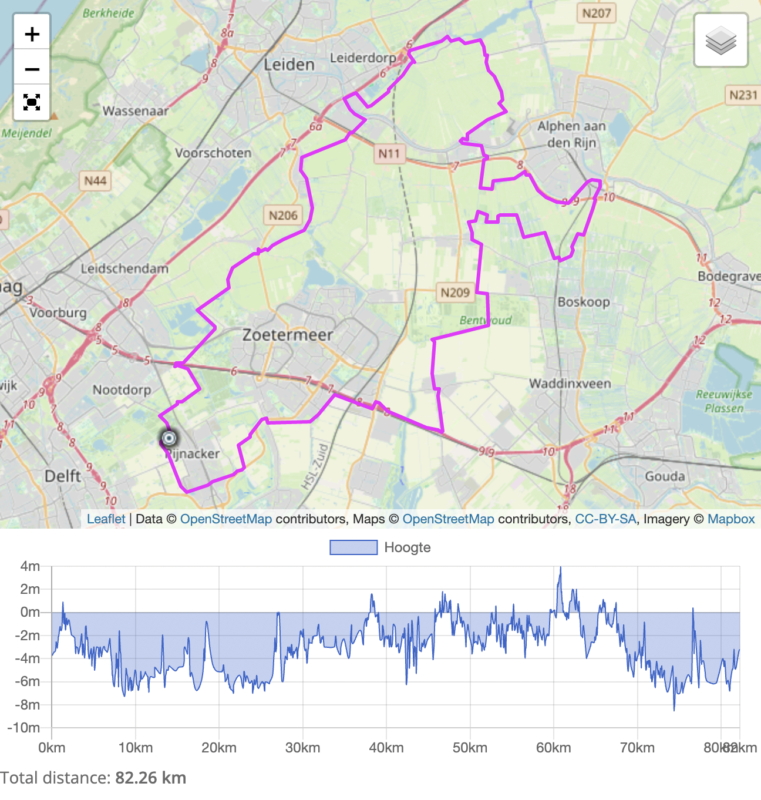 Toerclub Pijnacker Fietsroute 80km